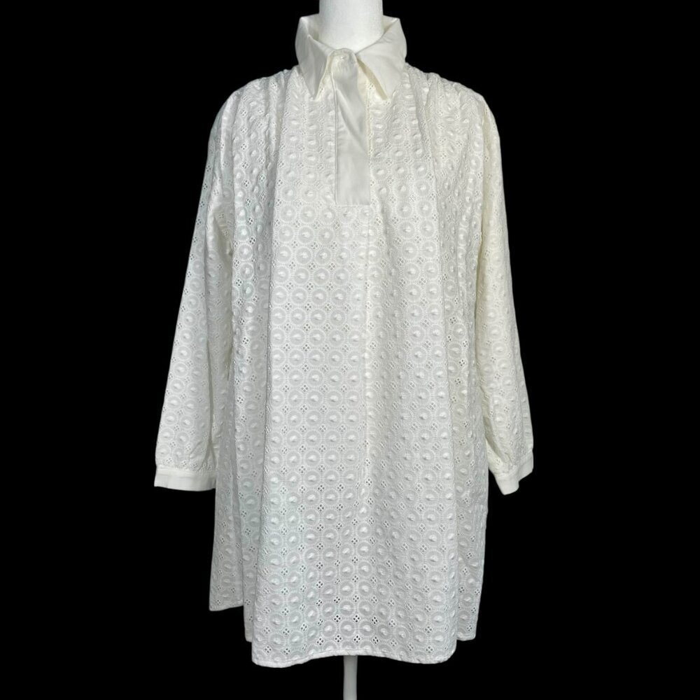 SAARADE White Cotton Eyelet Shirt Dress Scandinavian Chic NWT US 4 / EU 36 - Picture 12 of 15